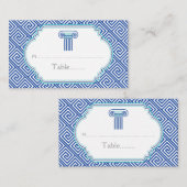 Placement Carte de place mariage de clé et colonne bleu grec (Devant / Derrière)