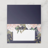 Placement carte de place mariage de la marine à fleurs roses (Extérieur déplié)