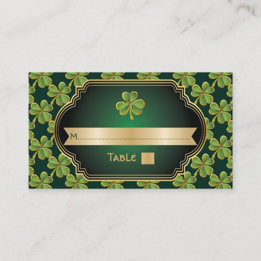 Placement Carte de place mariage Gold green Irish (Devant)