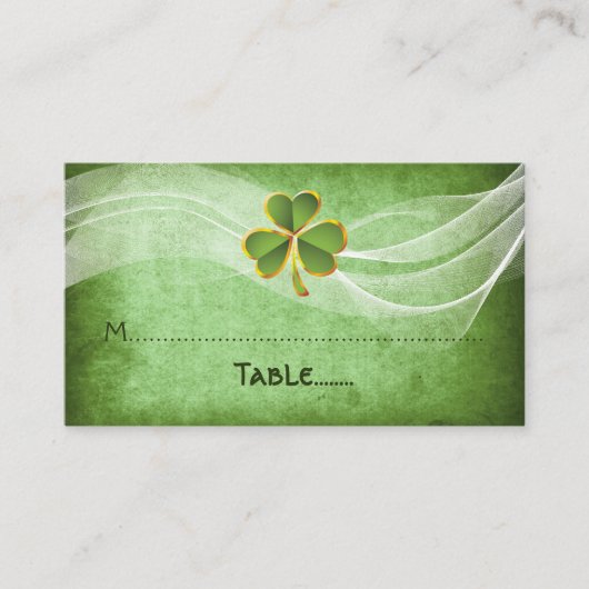 Placement Carte de place mariage irlandaise trèfle & voile v (Devant)