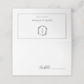 Placement Carte de place Mariage Monogramme Crest Botanique (Extérieur déplié)