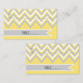 Placement Carte de place moderne chevron gris, jaune mariage (Devant / Derrière)