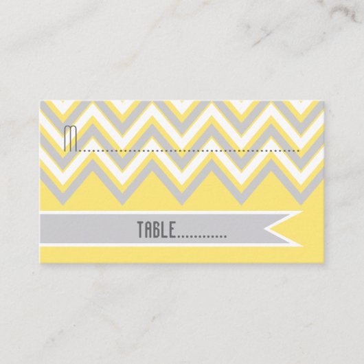 Placement Carte de place moderne chevron gris, jaune mariage (Devant)