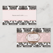 Placement Carte de place moderne rose élégant damassé (Devant / Derrière)