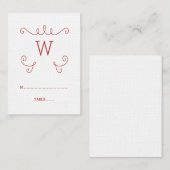 Placement Carte de place Monogramme rouge Whimsical Flourd (Devant / Derrière)