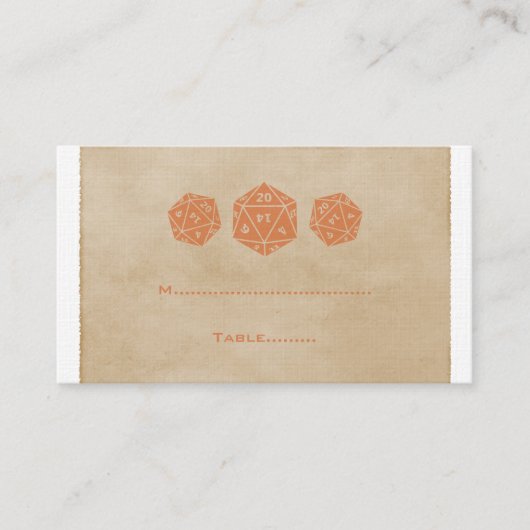 Placement Carte de place Orange Grunge D20 Dice (Devant)