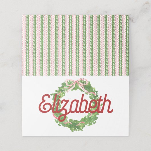 Placement Carte de place pliée en ruban rouge (Extérieur déplié)