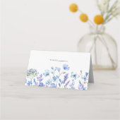 Placement Carte de place pliée Fleur sauvage bleu Floral Mar (Devant)