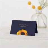 Placement Carte de place pliée Mariage de tournesol (bleu ma (Dos)