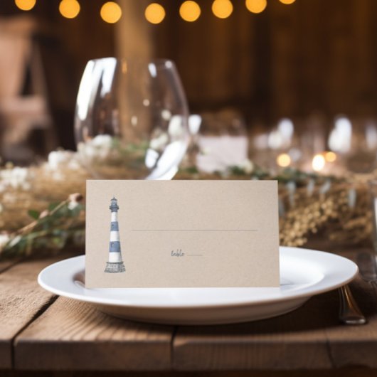 Placement Carte de place pliée Mariage Lighthouse Kraft