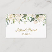 Placement Carte de place pliée Mariage Roses blanches (Dos)