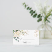Placement Carte de place pliée Mariage Roses blanches (Debout devant)