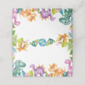 Placement Carte de place pour fille Dinosaures mignonne (Extérieur déplié)