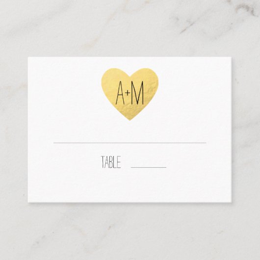 Placement Carte de place pour mariage de coeur doré (Devant)
