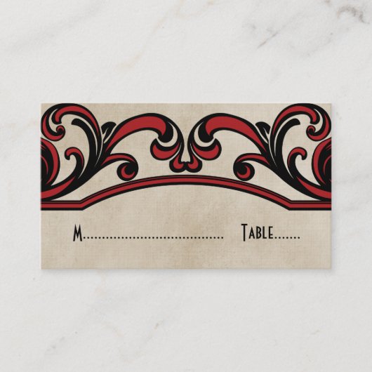 Placement Carte de place Red Gothic Swirls (Devant)