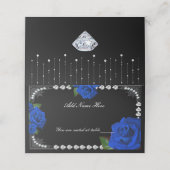 Placement Carte De Place Roses Et Diamants Bleus Romantiques (Extérieur déplié)