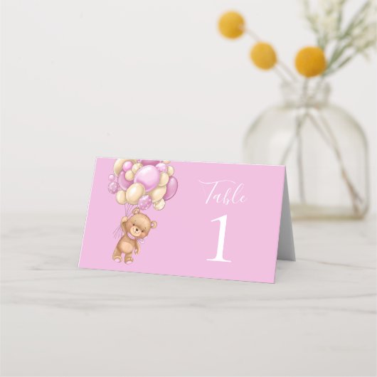 Placement Carte de place Teddy Bear Pink Ballots (Dos)