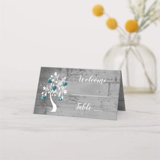 Placement Carte de place turquoise Arbre des Coeurs (Devant)