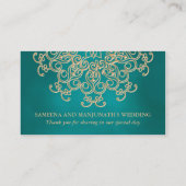 Placement Carte de place turquoise et Gold Indian inspirée (Dos)