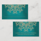 Placement Carte de place turquoise et Gold Indian inspirée (Devant / Derrière)