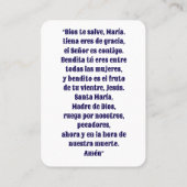 Placement Carte de prière Ave Maria - Espagnol Hail Mary (Dos)