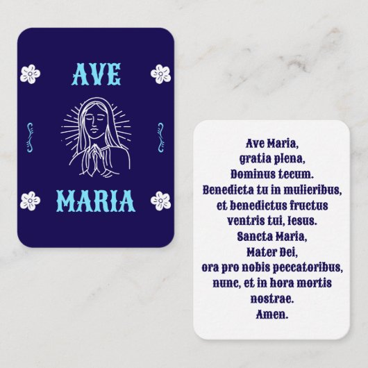Placement Carte de prière Ave Maria - Latin Hail Mary (Devant / Derrière)