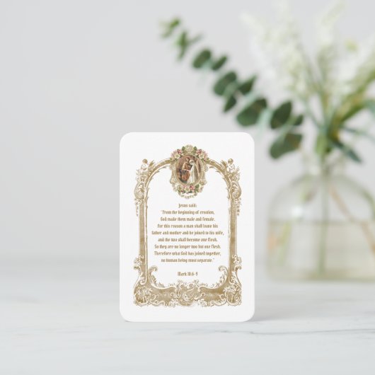 Placement Carte de prière avec Écriture Sainte pour mariage  (Debout devant)