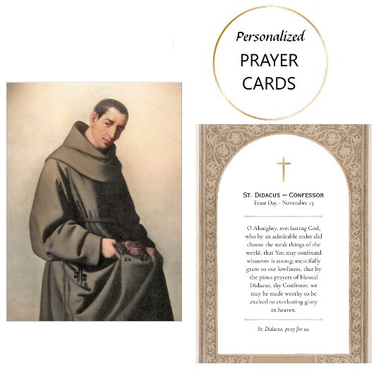 Placement Carte de prière catholique de St. Didacus le Confe