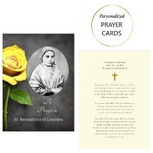 Placement Carte de prière catholique de Ste Bernadette de Lo
