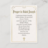 Placement Carte de prière catholique dévotionnelle Saint Jos (Dos)