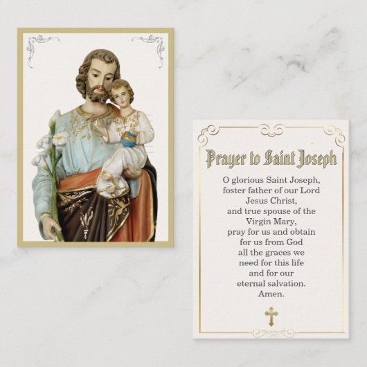 Placement Carte de prière catholique dévotionnelle Saint Jos (Devant / Derrière)