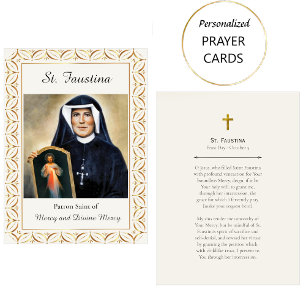 Placement Carte de prière catholique romaine de Ste Faustine