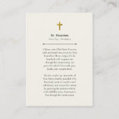 Placement Carte de prière catholique romaine de Ste Faustine (Dos)
