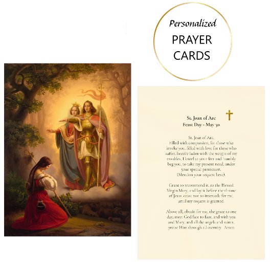 Placement Carte de prière catholique romaine de Ste Jeanne d