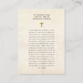 Placement Carte de prière catholique Sainte-Catherine de Sie (Dos)