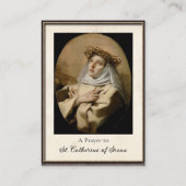 Placement Carte de prière catholique Sainte-Catherine de Sie (Devant)