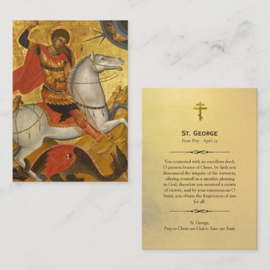 Placement Carte de prière chrétienne orthodoxe de St. George (Devant / Derrière)