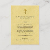 Placement Carte de prière chrétienne orthodoxe St. Athanasiu (Dos)