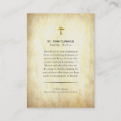 Placement Carte de prière chrétienne orthodoxe St. John Clim (Dos)