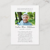 Placement Carte de prière commémorative de la photo chrétien (Dos)