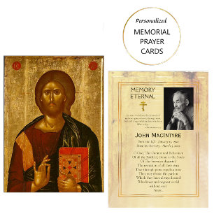 Placement Carte de prière commémorative de l'icône Jésus-Chr