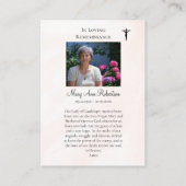 Placement Carte de prière commémorative Notre-Dame de Guadal (Dos)