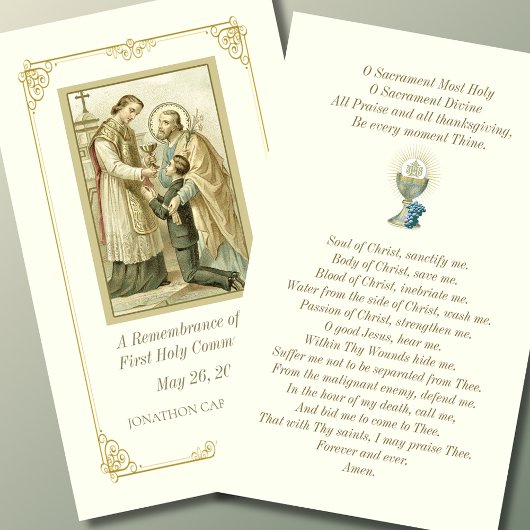 Placement Carte de prière de la première communion catholiqu