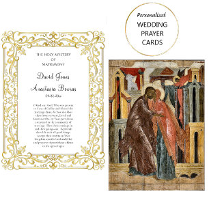 Placement Carte de prière de mariage à cadre doré orné frapp