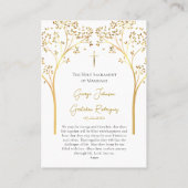 Placement Carte de prière de mariage catholique Arbres en or (Dos)