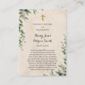 Placement Carte de prière de mariage chrétien orthodoxe (Dos)
