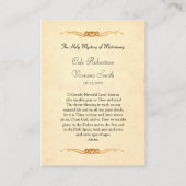 Placement Carte de prière de mariage chrétien orthodoxe (Dos)