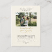 Placement Carte de prière de mariage orthodoxe aux fleurs sa (Dos)