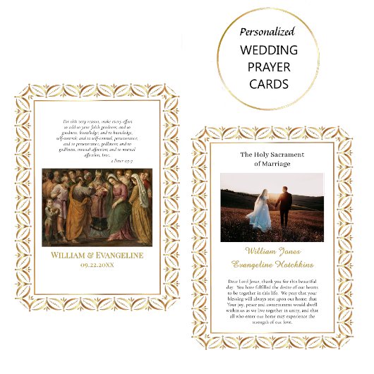 Placement Carte de prière de photo de mariage catholique rom