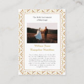 Placement Carte de prière de photo de mariage catholique rom (Dos)